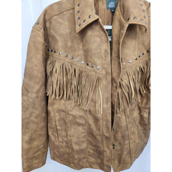 Wild Fable Brown Faux Leather Fringe Jacket L - Picture 4 of 13